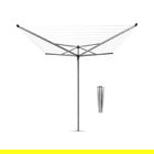 Uscator de rufe rotativ cu 4 brate + cu suport fixare pamant, Brabantia, TopSpinner, 40 m capacitate de uscare, otel, gri metalizat