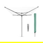 Uscator de rufe rotativ cu 4 brate + cu suport fixare pamant + husa, Brabantia, TopSpinner, 50 m capacitate de uscare, otel, gri metalizat