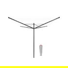 Uscator de rufe rotativ cu 4 brate + cu suport fixare pamant, Brabantia, Lift-O-Matic, 50 m capacitate de uscare, otel, antracit