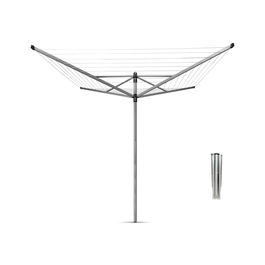 Uscator de rufe rotativ cu 4 brate + cu suport fixare pamant, Brabantia, Lift-O-Matic, 60 m capacitate de uscare, otel, gri metalizat