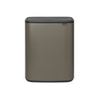 Cos de gunoi cu soft touch, Brabantia, Bo Touch Platinum, 60 L, 31.2x54.5x65.6 cm, otel, gri