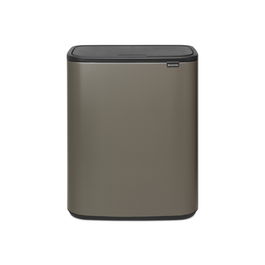 Cos de gunoi cu soft touch, Brabantia, Bo Touch Platinum, 60 L, 31.2x54.5x65.6 cm, otel, gri