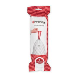 Set 20 saci de gunoi, Brabantia, PerfectFit, marimea J, 20-25 L, nailon, alb
