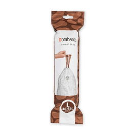 Set 10 saci de gunoi, Brabantia, PerfectFit, marimea L, 45 L, nailon, alb