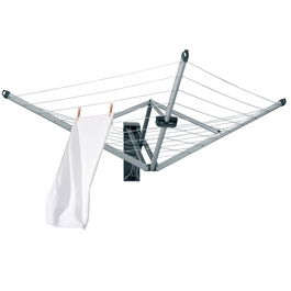 Uscator rufe cu montare pe perete + husa de protectie, Brabantia, WallFix, 24 m capacitate de uscare, cu fixare pe perete, otel, gri metalizat