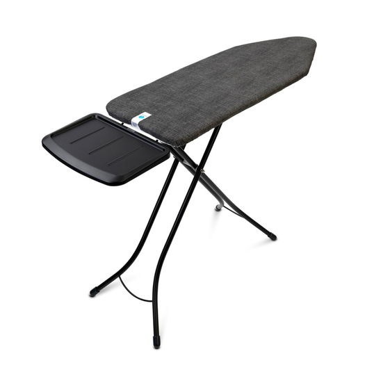 Masa de calcat, Brabantia C, Denim Black, 124x45 cm, 7 pozitii de reglare, cu suport statie de calcat, otel/bumbac, negru denim