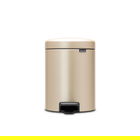 Cos de gunoi cu pedala, Brabantia, NewIcon Metallic Gold, 5 L, 27.2x20.5x29.1 cm, otel, auriu