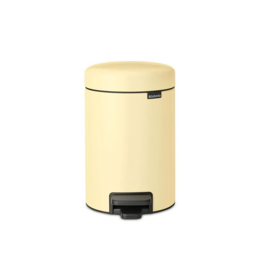 Cos de gunoi cu pedala, Brabantia, NewIcon Mellow Yellow, 3 L, 23.5x16.8x26.4 cm, otel, galben pastel