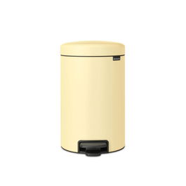 Cos de gunoi cu pedala, Brabantia, NewIcon Mellow Yellow, 12 L, 33.8x25.1x41.1 cm, otel, galben pastel