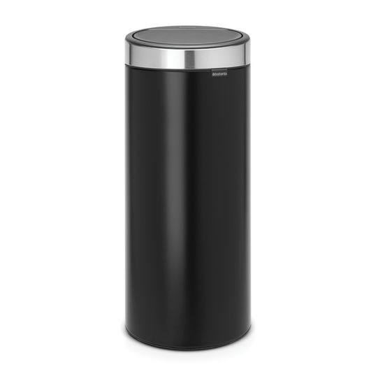 Cos de gunoi cu soft touch, Brabantia, Touch New, 30 L, 32x29.5x72 cm, otel, negru mat/argintiu