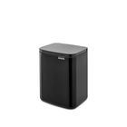 Cos de rufe, Brabantia, Bo Small, 7 L, 20.7x24.2x31.7 cm, otel, negru mat