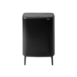 Cos de gunoi cu soft touch, Brabantia, Bo Touch Matt, 2x30 L, 31.2x54.5x81.5 cm, otel, negru mat