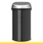 Cos de gunoi cu soft touch, Brabantia, Matt, 60 L, 40x40x71 cm, otel, negru mat/argintiu