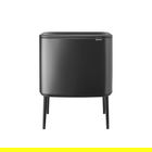 Cos de gunoi cu soft touch, Brabantia, Bo Touch, 11+23 L, 31.2x54x68 cm, otel, gri inchis