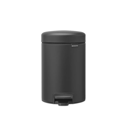 Cos de gunoi cu pedala, Brabantia, NewIcon Mineral Infinite Grey, 3 L, 23.5x16.8x26.4 cm, otel, gri