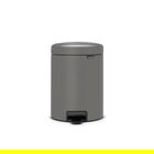 Cos de gunoi cu pedala, Brabantia, NewIcon, 5 L, 27.2x20.5x29.1 cm, otel, gri