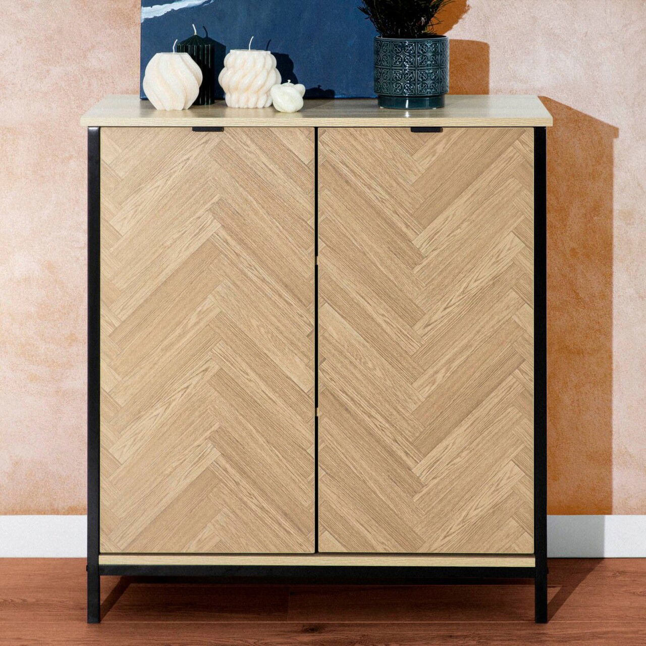 Comoda Swen, Homla, 80x40x88 cm, MDF/metal, natur