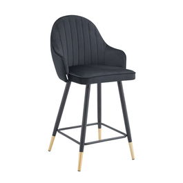 Scaun de bar Nuah, Homla, 50x45x105 cm, MDF/catifea din poliester, negru
