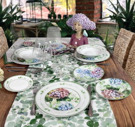 Serviciu de masa 18 piese, Brandani, Flora, portelan