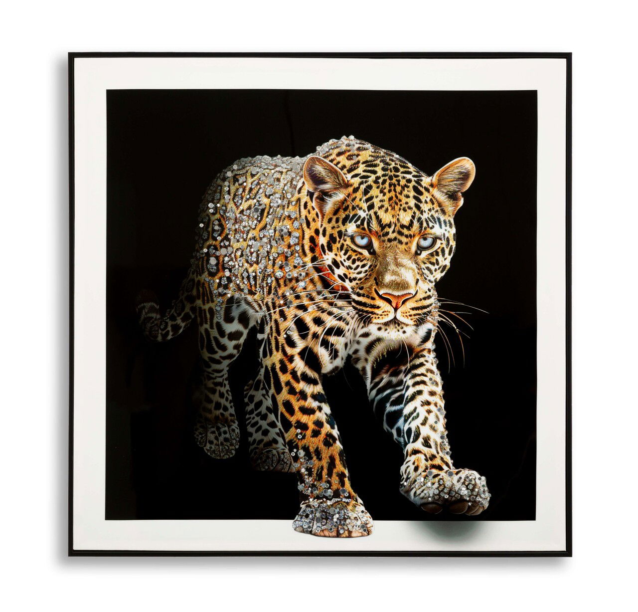 Tablou decorativ Jaguar -A, Mauro Ferretti, 82x82 cm, lemn de pin/canvas pictat si lacuit, multicolor