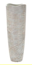 Vaza decorativa Wood Effect, Mauro Ferretti, 19x19x55 cm, polirasina, alb antic