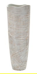 Vaza decorativa Wood Effect, Mauro Ferretti, 19x19x55 cm, polirasina, alb antic
