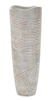 Vaza decorativa Wood Effect, Mauro Ferretti, 19x19x55 cm, polirasina, alb antic