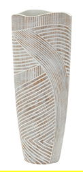 Vaza decorativa Wood Effect, Mauro Ferretti, 18x18x45 cm, polirasina, alb antic