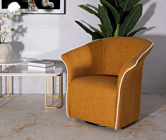 Fotoliu rotativ Senape Siena Swivel, Mauro Ferretti, 83.5x66x80 cm, fier/poliester, galben mustar