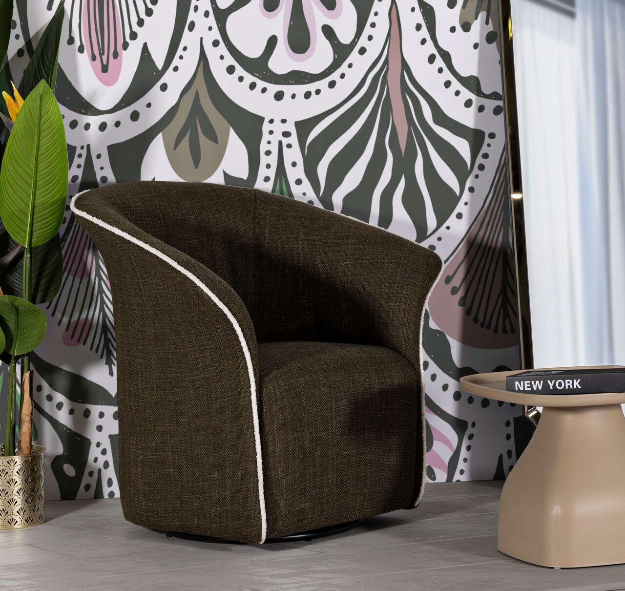 Fotoliu rotativ Siena Green Swivel, Mauro Ferretti, 83.5x66x80 cm, fier/poliester, verde