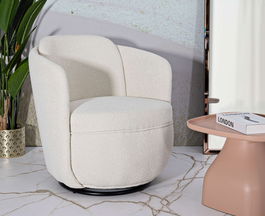 Fotoliu rotativ Torino Cream Swivel, Mauro Ferretti, 70x72x75 cm, fier/poliester, crem