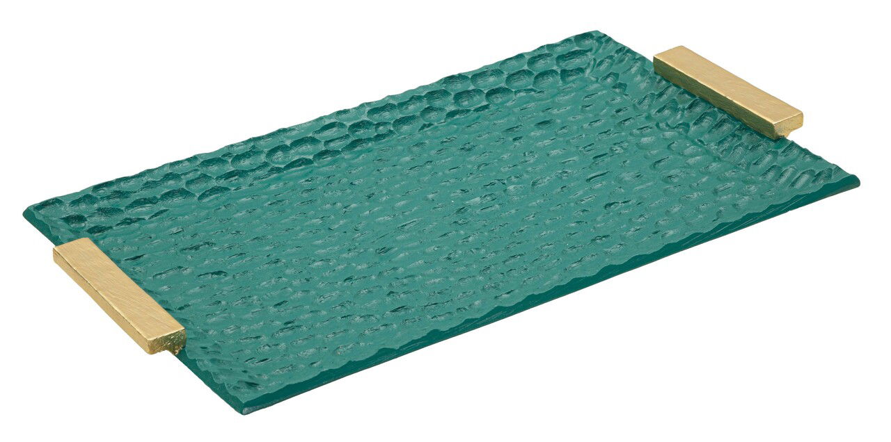 Tava decorativa Grent, Mauro Ferretti, 34x19.5x3 cm, polirasina, verde/auriu