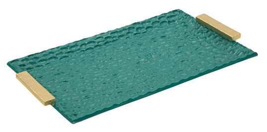 Tava decorativa Grent, Mauro Ferretti, 34x19.5x3 cm, polirasina, verde/auriu
