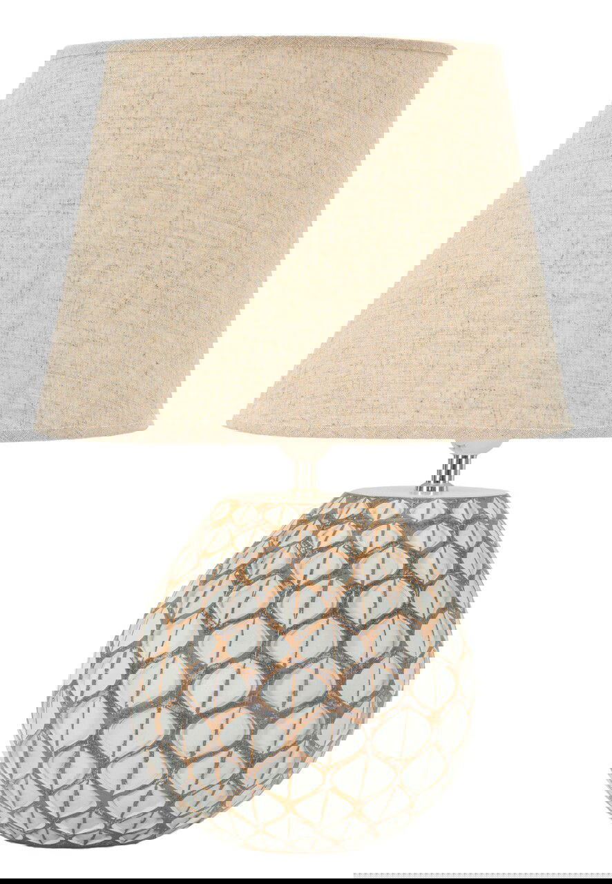 Lampa de masa Tibet, Mauro Ferretti, 1 x E27, 40W, 35x52 cm, polirasina/fier/textil, alb antic