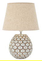 Lampa de masa Tibet, Mauro Ferretti, 1 x E27, 40W, 35x52 cm, polirasina/fier/textil, alb antic