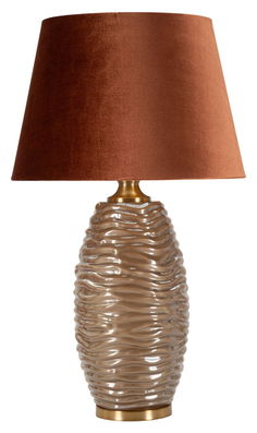 Lampa de masa Prague -W, Mauro Ferretti, 1 x E27, 40W, 45.5x79 cm, sticla/fier/textil, maro/auriu