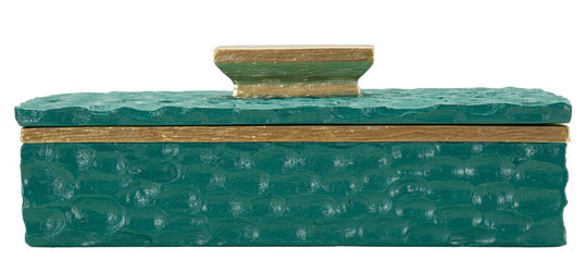 Cutie decorativa Grent, Mauro Ferretti, 18.8x10.8x6.4 cm, polirasina, verde/auriu