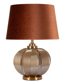 Lampa de masa Prague -H, Mauro Ferretti, 1 x E27, 40W, 40.5x57 cm, sticla/fier/textil, maro/auriu