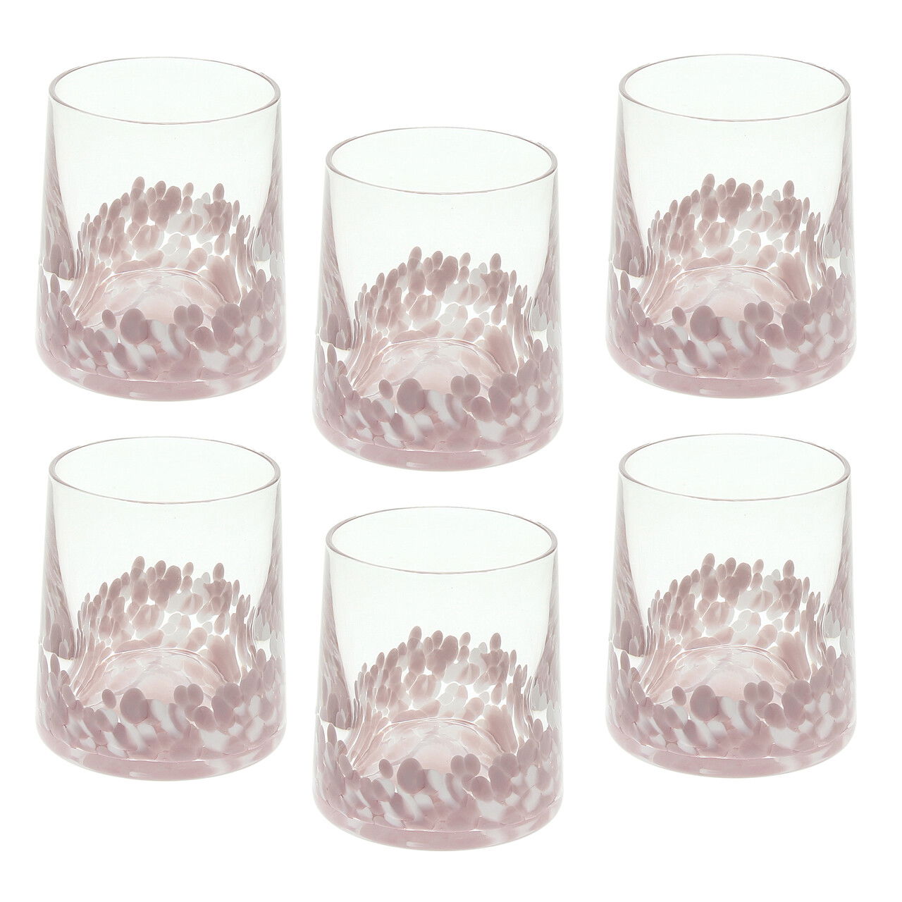 Set 6 pahare Venezia, Andrea Fontebasso, 300 ml, sticla, roz/transparent