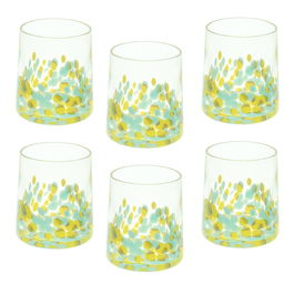 Set 6 pahare Venezia, Andrea Fontebasso, 300 ml, sticla, albastru/galben