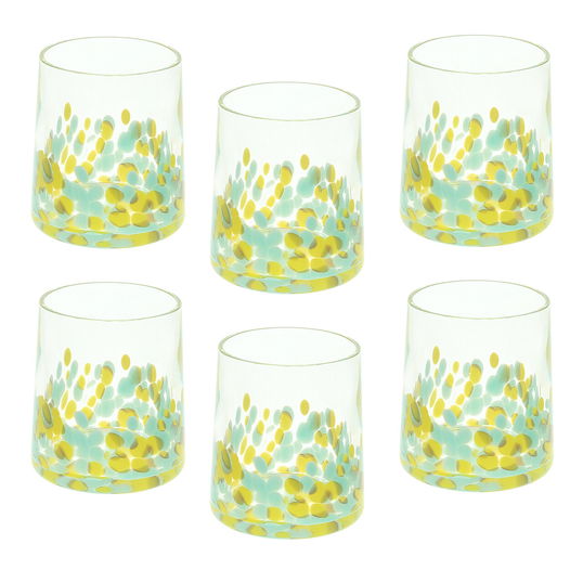 Set 6 pahare Venezia, Andrea Fontebasso, 300 ml, sticla, albastru/galben