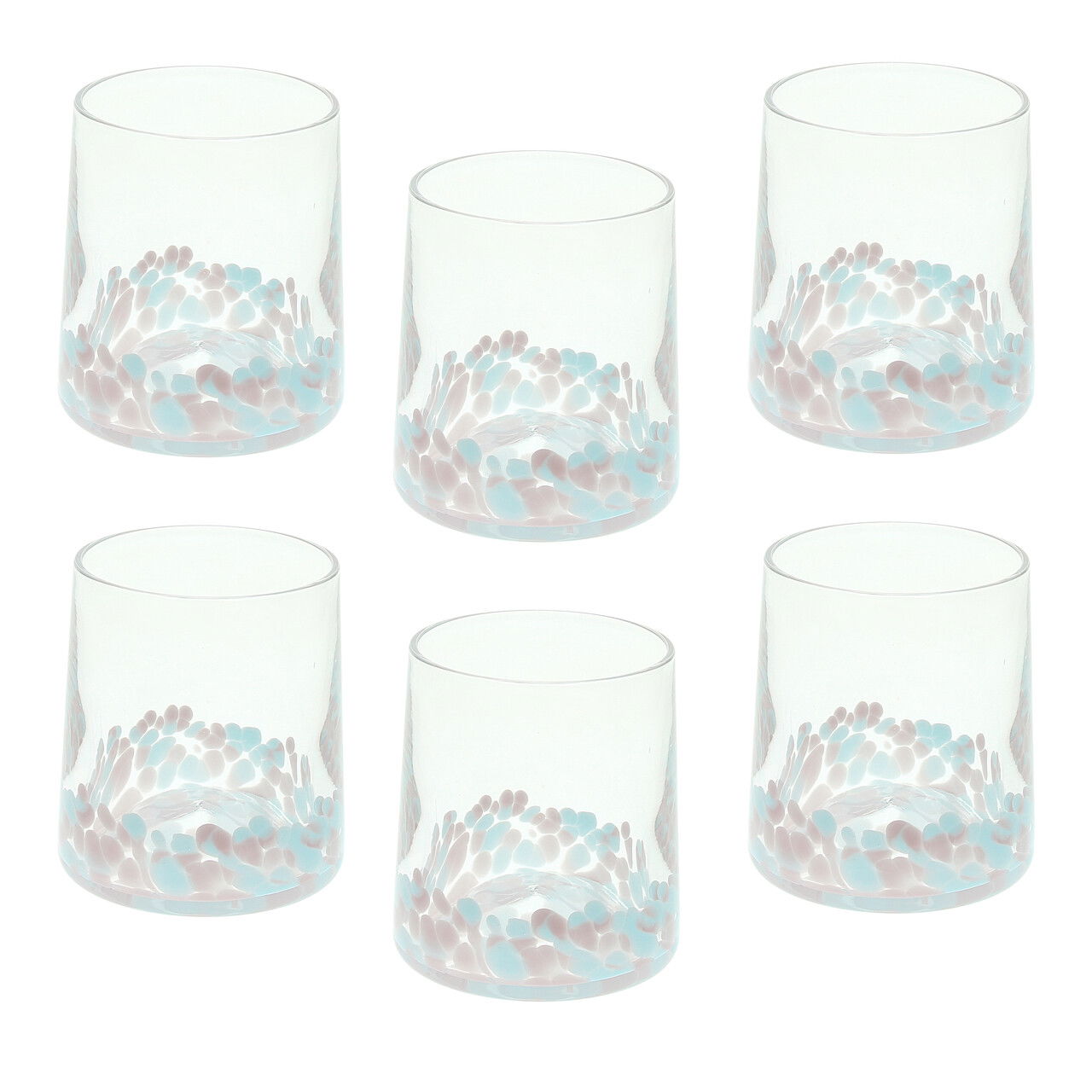 Set 6 pahare Venezia, Andrea Fontebasso, 300 ml, sticla, albastru/roz