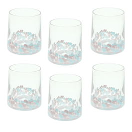 Set 6 pahare Venezia, Andrea Fontebasso, 300 ml, sticla, albastru/roz