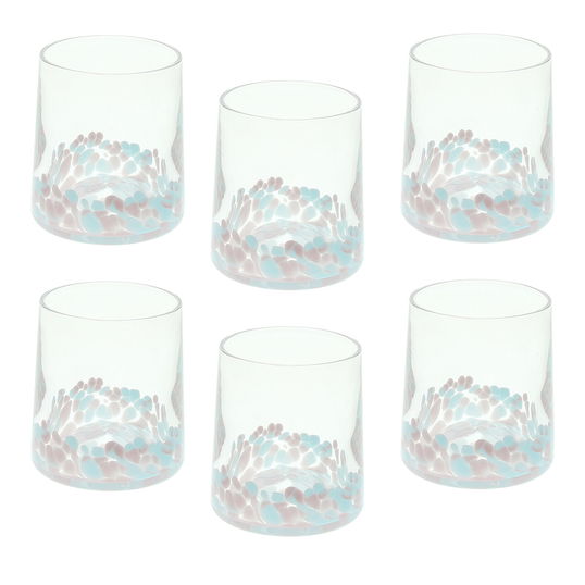Set 6 pahare Venezia, Andrea Fontebasso, 300 ml, sticla, albastru/roz