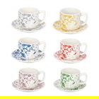 Set 6 cesti de cafea cu farfurie Ivy Apulia, Tognana, 100 ml, New Bone China, multicolor