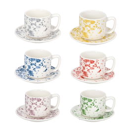 Set 6 cesti de cafea cu farfurie Ivy Apulia, Tognana, 100 ml, New Bone China, multicolor