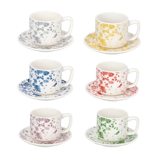 Set 6 cesti de cafea cu farfurie Ivy Apulia, Tognana, 100 ml, New Bone China, multicolor