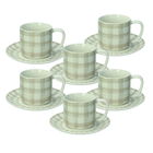 Set 6 cesti de ceai cu farfurie Ivy Caledonia, Tognana, 220 ml, New Bone China, bej