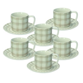 Set 6 cesti de ceai cu farfurie Ivy Caledonia, Tognana, 220 ml, New Bone China, bej