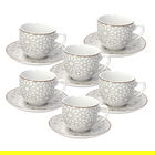 Set 6 cesti de ceai cu farfurie Madison Habana, Tognana, 250 ml, portelan, multicolor